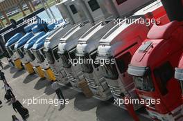 20.04.2006 Imola, Italy,  Trucks in the paddock - Formula 1 World Championship, Rd 4, San Marino Grand Prix, Thursday