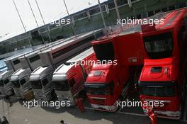 20.04.2006 Imola, Italy,  McLaren Mercedes and Scuderia Ferrari trucks  - Formula 1 World Championship, Rd 4, San Marino Grand Prix, Thursday