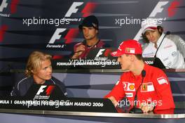 20.04.2006 Imola, Italy,  Nico Rosberg (GER), WilliamsF1 Team chats with Michael Schumacher (GER), Scuderia Ferrari - Formula 1 World Championship, Rd 4, San Marino Grand Prix, Thursday Press Conference