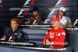 20.04.2006 Imola, Italy,  Nico Rosberg (GER), WilliamsF1 Team with Vitantonio Liuzzi (ITA), Scuderia Toro Rosso, Michael Schumacher (GER), Scuderia Ferrari and Jarno Trulli (ITA), Toyota Racing - Formula 1 World Championship, Rd 4, San Marino Grand Prix, Thursday