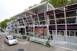 18.04.2006 Imola, Italy,  The new Red Bull Energy Station gets build up as well the engeneers offices above the technical trucks  - Formula 1 World Championship, Rd 4, San Marino Grand Prix, Thursday