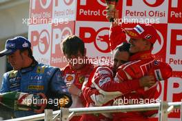 27.08.2006 Istanbul, Turkey,  Fernando Alonso (ESP), Renault F1 Team with Rob Smedly, (GBR), Felipe Massa Ferrari Engineer, Felipe Massa (BRA), Scuderia Ferrari and Michael Schumacher (GER), Scuderia Ferrari - Formula 1 World Championship, Rd 14, Turkish Grand Prix, Sunday Podium