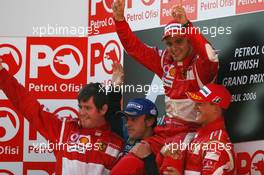 27.08.2006 Istanbul, Turkey,  Rob Smedly, (GBR), Felipe Massa Ferrari Engineer with Fernando Alonso (ESP), Renault F1 Team, Felipe Massa (BRA), Scuderia Ferrari and Michael Schumacher (GER), Scuderia Ferrari - Formula 1 World Championship, Rd 14, Turkish Grand Prix, Sunday Podium