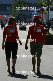 24.08.2006 Istanbul, Turkey,  Michael Schumacher (GER), Scuderia Ferrari with Sabine Kehm (GER), Michael Schumacher's personal press officer - Formula 1 World Championship, Rd 14, Turkish Grand Prix, Thursday