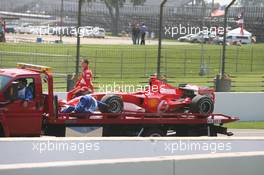 30.06.2006 Indianapolis, USA,  Michael Schumacher (GER), Scuderia Ferrari, 248 F1, after he stopped on track - Formula 1 World Championship, Rd 10, United States Grand Prix, Friday Practice