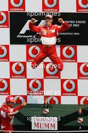 02.07.2006 Indianapolis, USA,  1st Place, Michael Schumacher (GER), Scuderia Ferrari, 248 F1, 2nd place Felipe Massa (BRA), Scuderia Ferrari, 248 F1, 3rd place Giancarlo Fisichella (ITA), Renault F1 Team, R26 - Formula 1 World Championship, Rd 10, United States Grand Prix, Sunday Podium