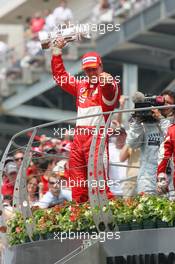 02.07.2006 Indianapolis, USA,  1st Place, Michael Schumacher (GER), Scuderia Ferrari, 248 F1, 2nd place Felipe Massa (BRA), Scuderia Ferrari, 248 F1, 3rd place Giancarlo Fisichella (ITA), Renault F1 Team, R26 - Formula 1 World Championship, Rd 10, United States Grand Prix, Sunday Podium