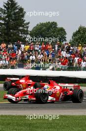 02.07.2006 Indianapolis, USA,  Felipe Massa (BRA), Scuderia Ferrari leads Michael Schumacher (GER), Scuderia Ferrari - Formula 1 World Championship, Rd 10, United States Grand Prix, Sunday Race