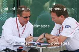 01.07.2006 Indianapolis, USA,  Martin Brundle (GBR) Manager of David Coulthard, with Christian Horner (GBR), Red Bull Racing, Sporting Director - Formula 1 World Championship, Rd 10, United States Grand Prix, Saturday