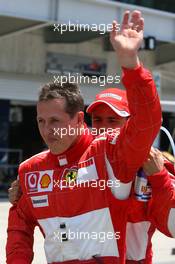 01.07.2006 Indianapolis, USA,  Michael Schumacher (GER), Scuderia Ferrari gets pole position and Felipe Massa (BRA), Scuderia Ferrari 2nd - Formula 1 World Championship, Rd 10, United States Grand Prix, Saturday Qualifying