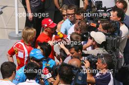 29.06.2006 Indianapolis, USA,  Fernando Alonso (ESP), Renault F1 Team and Michael Schumacher (GER), Scuderia Ferrari are interviewed by the press - Formula 1 World Championship, Rd 10, United States Grand Prix, Thursday