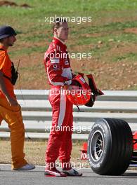 02.02.2006 Valencia, Spain,  Michael Schumacher (GER), Scuderia Ferrari - stopped on the track - Formula One Testing, Circuito Ricardo Tormo (ESP)