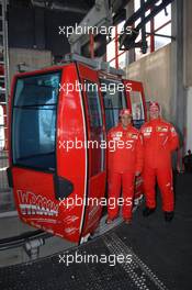 12.01.2006 MADONNA DI CAMPIGLIO, ITALY, FELIPE MASSA (BRA), SCUDERIA FERRARI WITH MICHAEL SCHUMACHER (GER), SCUDERIA FERRARI AND A SKI LIFT  - WROOOM 2006, 16TH ANNUAL SKI PRESS MEETING - WWW.XPB.CC, EMAIL: INFO@XPB.CC - COPY OF PUBLICATION REQUIRED FOR PRINTED PICTURES. c COPYRIGHT: J.TOWNSEND / XPB.CC - NOT FOR UK MARKET -