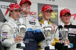 20.05.2006 Oschersleben, Germany,  Podium, Paul di Resta (GBR), ASM Formula 3, Dallara F305 Mercedes (1st, center), Esteban Guerrieri (ARG), Manor Motorsport, Dallara F305 Mercedes (2nd, left) and Romain Grosjean (SUI), Signature-Plus, Dallara F305 Mercedes (3rd, right) - F3 Euro Series 2006 at Motorsport Arena Oschersleben