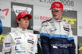 20.05.2006 Oschersleben, Germany,  Paul di Resta (GBR), ASM Formula 3, Dallara F305 Mercedes (1st, right) and Esteban Guerrieri (ARG), Manor Motorsport, Dallara F305 Mercedes (2nd, left) - F3 Euro Series 2006 at Motorsport Arena Oschersleben