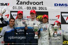 02.09.2006 Zandvoort, The Netherlands,  Podium, Paul di Resta (GBR), ASM Formula 3, Dallara F305 Mercedes (1st, center), Giedo van der Garde (NED), ASM Formula 3, Dallara F305 Mercedes (2nd, left) and Kohei Hirate (JPN), Manor Motorsport, Dallara F305 Mercedes (3rd, right) - F3 Euro Series 2006 at Zandvoort, The Netherlands