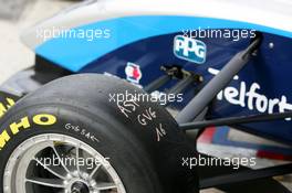 13.10.2006 Le Mans, France,  Tyres of Giedo van der Garde (NED), ASM Formula 3, Dallara F305 Mercedes - F3 Euro Series 2006 at Le Mans Bugatti Circuit, France