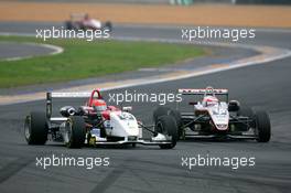 14.10.2006 Le Mans, France,  Filip Salaquarda (CZE), Team I.S.R., Dallara F306 Opel and Kazuki Nakajima (JPN), Manor Motorsport, Dallara F305 Mercedes, fighting for position - F3 Euro Series 2006 at Le Mans Bugatti Circuit, France