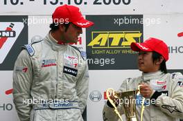 15.10.2006 Le Mans, France,  Podium, Richard Antinucci (USA), HBR Motorsport, Dallara F305 Mercedes (1st, left) and Kohei Hirate (JPN), Manor Motorsport, Dallara F305 Mercedes (3rd, right) - F3 Euro Series 2006 at Le Mans Bugatti Circuit, France