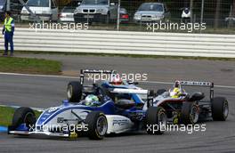 29.10.2006 Hockenheim, Germany,  Joao Urbano (PRT), Prema Powerteam, Dallara F306 Mercedes in front Esteban Guerrieri (ARG), Manor Motorsport, Dallara F305 Mercedes and Paul di Resta (GBR), ASM Formula 3, Dallara F305 Mercedes - F3 Euro Series 2006 at Hockenheimring