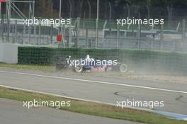 29.10.2006 Hockenheim, Germany,  Sebastian Vettel (GER), ASM Formula 3, Dallara F305 Mercedes gets of track and runs into the gravel. - F3 Euro Series 2006 at Hockenheimring