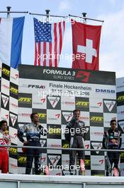 29.10.2006 Hockenheim, Germany,  Podium, Jonathan Summerton (USA), ASL Mücke Motorsport, Dallara F305 Mercedes (1st, center), Giedo van der Garde (NED), ASM Formula 3, Dallara F305 Mercedes (2nd, left) and Sébastien Buemi (SUI), ASL Mücke Motorsport, Dallara F305 / Mercedes (3rd, right) - F3 Euro Series 2006 at Hockenheimring