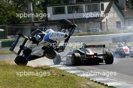 25.06.2006 Naas, Ireland,  Sunday, Salvador Duran (MEX), HiTech Dallara Mercedes rolls his car - British F3 Championship 2006 at Mondello Park, Ireland