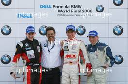 26.11.2006 Valencia, Spain, Sunday, Race, Podium, 1st, Christian Vietoris (GER), Josef Kaufmann Racing, 2nd, Josef Král (CZE), Kral, Josef Kaufmann Racing, 3rd, Mika Mäki (FIN), Maki, Eifelland Racing, with Dr. Mario Theissen (GER), BMW Motorsport Director - DELL Formula BMW World Final 2006, 23th - 26th November, Circuit de la Comunitat Valenciana Ricardo Tormo - For further information please register at www.formulabmwworldfinal-images.com - This image is free for editorial use only. Please use for Copyright/Credit: c BMW AG