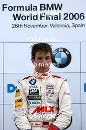 26.11.2006 Valencia, Spain, Sunday, Race, Podium, 1st, Christian Vietoris (GER), Josef Kaufmann - DELL Formula BMW World Final 2006, 23th - 26th November, Circuit de la Comunitat Valenciana Ricardo Tormo - For further information please register at www.formulabmwworldfinal-images.com - This image is free for editorial use only. Please use for Copyright/Credit: c BMW AG