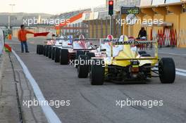 24.11.2006 Valencia, Spain, Friday Free Practice, Drivers line up at the end of the pitlane for the start of the session - DELL Formula BMW World Final 2006, 23th - 26th November, Circuit de la Comunitat Valenciana Ricardo Tormo - For further information please register at www.formulabmwworldfinal-images.com - This image is free for editorial use only. Please use for Copyright/Credit: c BMW AG