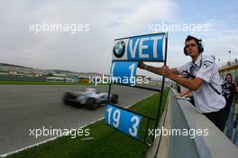 25.11.2006 Valencia, Spain, Saturday, Sebastian Vettel (GER), Test Driver, BMW Sauber F1 Team, F1.06, Pit Board - DELL Formula BMW World Final 2006, 23th - 26th November, Circuit de la Comunitat Valenciana Ricardo Tormo - For further information please register at www.formulabmwworldfinal-images.com - This image is free for editorial use only. Please use for Copyright/Credit: c BMW AG