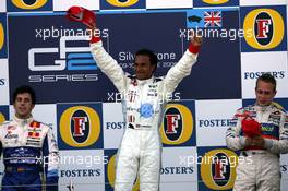 10-11.06.2006 Silverstone, England,  L-R Felix Porteiro (ESP), Campos Racing , Lewis Hamilton (GBR), ART Grand Prix and Adam Carroll (GBR), Racing Engineering - GP2 Championship