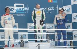 08.04.2006 Valencia, Spain,  L-R Lewis Hamilton (GBR), ART Grand Prix with Nelson Piquet Jr (BRA), Piquet Sports and Adrian Valles (ESP), Campos Racing - GP2 Championship, Rd.1, Podium