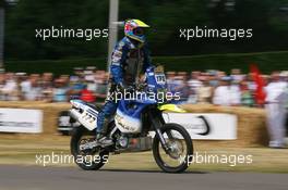08.07.2006 Goodwood, England,  Charley Boardman (GBR) Long Way Round biker - Goodwood Festival of Speed, Goodwood, UK
