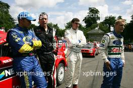 08.07.2006 Goodwood, England,  Petter Solberg (NOR) Subaru Impreza WRC, Colin McRae (GBR), Marco Martin (EST) and Miko Hirvonen (FIN) - Goodwood Festival of Speed, Goodwood, UK