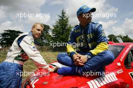 08.07.2006 Goodwood, England,  Miko Hirvonen (FIN) and Petter Solberg (NOR) Subaru Impreza WRC  - Goodwood Festival of Speed, Goodwood, UK