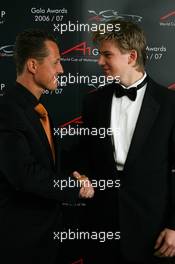 30.04.2007 London, England,  Michael Schumacher (Formula1 World Champion) and World Cup of Motorsport winner for Team Germany, Nico Hülkenberg, Driver of A1Team Germany - A1GP World Cup of Motorsport 2006/07, Gala Awards, Royal Court of Justice, London - Copyright A1GP - Free for editorial usage