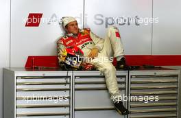 20.04.2007 Hockenheim, Germany,  Christian Abt (GER), Audi Sport Team Phoenix, Audi A4 DTM sitting in a very, very relaxed way on a toolbox in his garage - DTM 2007 at Hockenheimring (Deutsche Tourenwagen Masters)