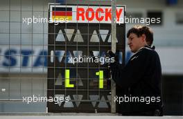 20.04.2007 Hockenheim, Germany,  The personalised pitboard of Mike Rockenfeller (GER), Audi Sport Team Rosberg, Audi A4 DTM - DTM 2007 at Hockenheimring (Deutsche Tourenwagen Masters)