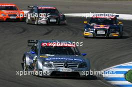 22.04.2007 Hockenheim, Germany,  Bruno Spengler (CDN), Team HWA AMG Mercedes, AMG Mercedes C-Klasse, leads Martin Tomczyk (GER), Audi Sport Team Abt Sportsline, Audi A4 DTM, Timo Scheider (GER), Audi Sport Team Abt Sportsline, Audi A4 DTM - DTM 2007 at Hockenheimring (Deutsche Tourenwagen Masters)