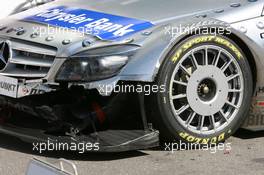 22.04.2007 Hockenheim, Germany,  The damaged left front of the car of Bruno Spengler (CDN), Team HWA AMG Mercedes, AMG Mercedes C-Klasse - DTM 2007 at Hockenheimring (Deutsche Tourenwagen Masters)