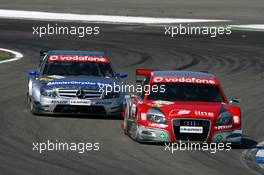 22.04.2007 Hockenheim, Germany,  Mike Rockenfeller (GER), Audi Sport Team Rosberg, Audi A4 DTM and Bruno Spengler (CDN), Team HWA AMG Mercedes, AMG Mercedes C-Klasse - DTM 2007 at Hockenheimring (Deutsche Tourenwagen Masters)