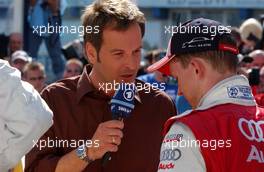 22.04.2007 Hockenheim, Germany,  (right) Mattias Ekström (SWE), Audi Sport Team Abt Sportsline, Audi A4 DTM being interviewed live for German television after the race. - DTM 2007 at Hockenheimring (Deutsche Tourenwagen Masters)