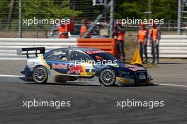 22.04.2007 Hockenheim, Germany,  Martin Tomczyk (GER), Audi Sport Team Abt Sportsline, Audi A4 DTM made a braking failure entering the Spitzkehre. He lost his temporaraly lead with this - DTM 2007 at Hockenheimring (Deutsche Tourenwagen Masters)