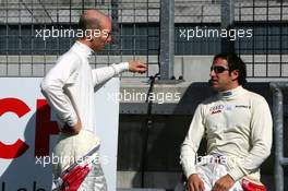 19.05.2007 Klettwitz, Germany,  Alexandre Premat (FRA), Audi Sport Team Phoenix, Portrait (left), talking with Christian Abt (GER), Audi Sport Team Phoenix, Portrait (right) - DTM 2007 at Eurospeedway Lausitz (Lausitzring)