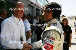 19.05.2007 Klettwitz, Germany,  Dr. Wolfgang Ullrich (GER), Audi's Head of Sport (left) congratulates Bruno Spengler (CDN), Team HWA AMG Mercedes, with pole position - DTM 2007 at Eurospeedway Lausitz (Lausitzring)