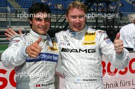 19.05.2007 Klettwitz, Germany,  An all Mercedes front row with Bruno Spengler (CDN), Team HWA AMG Mercedes, Portrait (1st, left) and Mika Häkkinen (FIN), Team HWA AMG Mercedes, Portrait (2nd, right) - DTM 2007 at Eurospeedway Lausitz (Lausitzring)