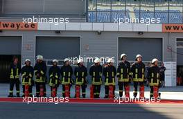 20.05.2007 Klettwitz, Germany,  In the morning the firefighters group together in the pitlane for their inspection. - DTM 2007 at Eurospeedway Lausitz (Lausitzring)