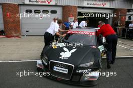 09.06.2007 Fawkham, England,  Tom Kristensen (DNK), Audi Sport Team Abt Sportsline, testing if he is fit to drive again after his crash in Hockenheim. He drives a Audi DTM taxi car on Saturday afternoon. During a press conference on Monday June 11th 2007 he will announce if he will continue his racing carreer or retire. - DTM 2007 at Brands Hatch