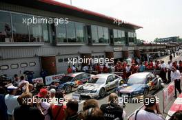 10.06.2007 Fawkham, England,  The top three in Parc Ferme - DTM 2007 at Brands Hatch